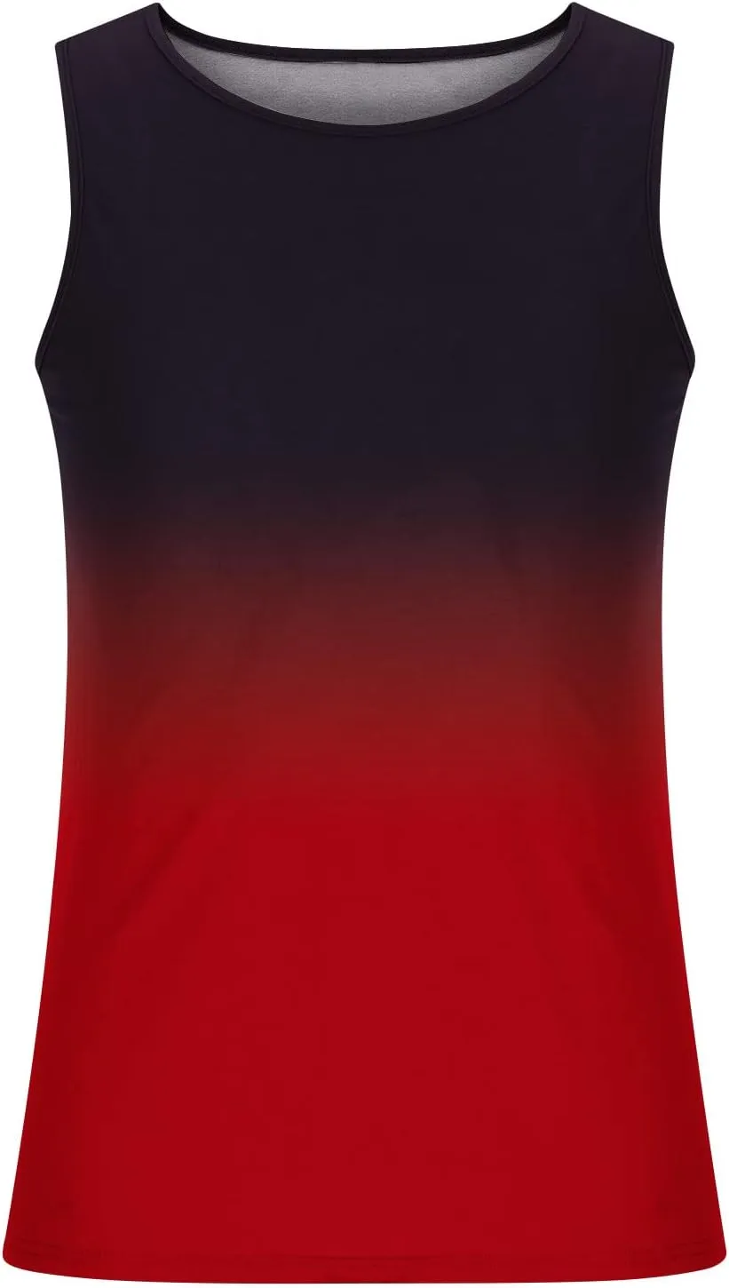 lcziwo Men's Tank Tops Gradient Tie Dye Sleeveless T-Shirts Casual Loose Fit Crewneck Ombre Tank Summer Muscle Workout Tanks