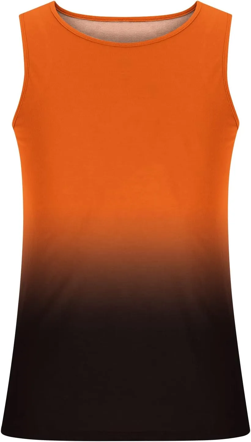 lcziwo Men's Tank Tops Gradient Tie Dye Sleeveless T-Shirts Casual Loose Fit Crewneck Ombre Tank Summer Muscle Workout Tanks
