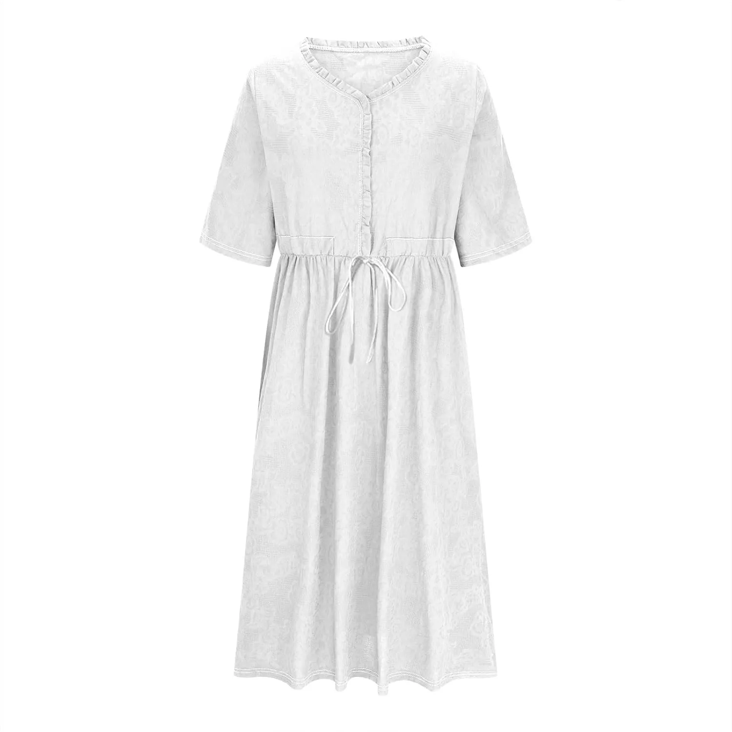 Linen Dresses for Women 2025 Summer Long Maxi Dress Short Sleeve Button Down Tshirt Sundresses Boho Beach Outfits