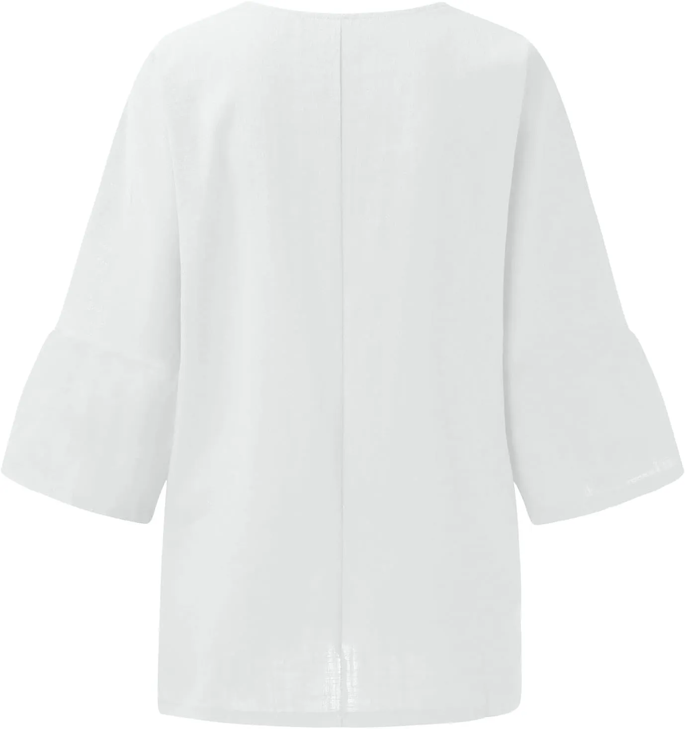 Linen Shirts for Women 3/4 Sleeve 2024 Solid Color V-Neck Tunic Blouse Casual 3/4 Length Sleeve Summer Tops