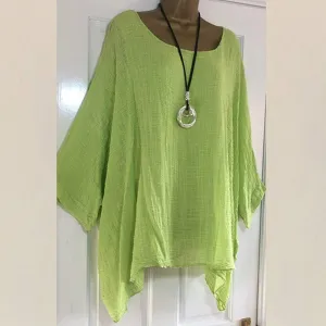 Linen Shirts for Women Summer 2025 Plus Size Crewneck 3/4 Sleeve Cute Tops Casual Loose Fit Comfy Blouses