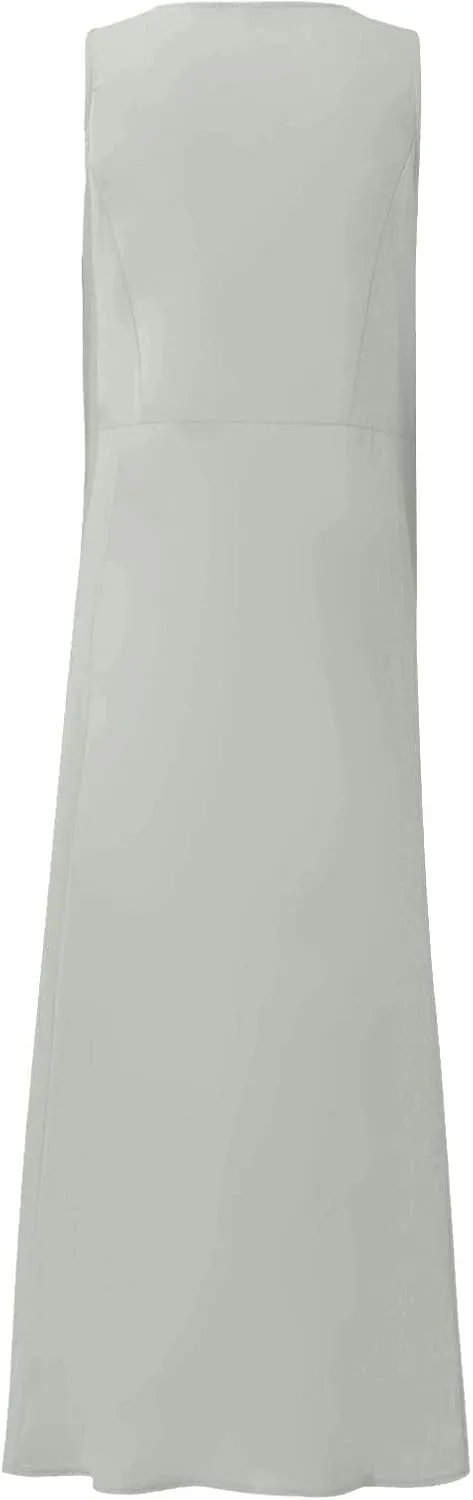 Linen Sun Dresses for Women 2025 Vacation Plus Size Flowy Maxi Dress Summer Sleeveless Beach Sundress with Pockets