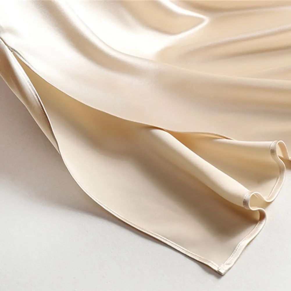 Long Satin Skirts for Women with Slit Silk Skirts Elastic High Waist Side Split Maxi Skirts Flared Casual A Line Midi Skirt