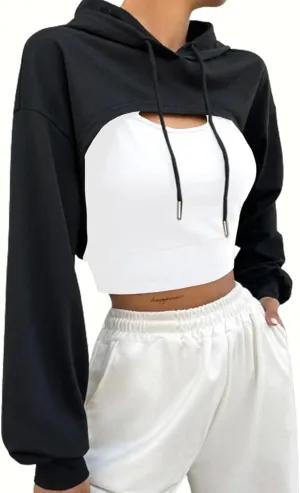LovelyWholesale Womens Super Cropped Hoodie Sweatshirts Long Sleeve Crop Tops
