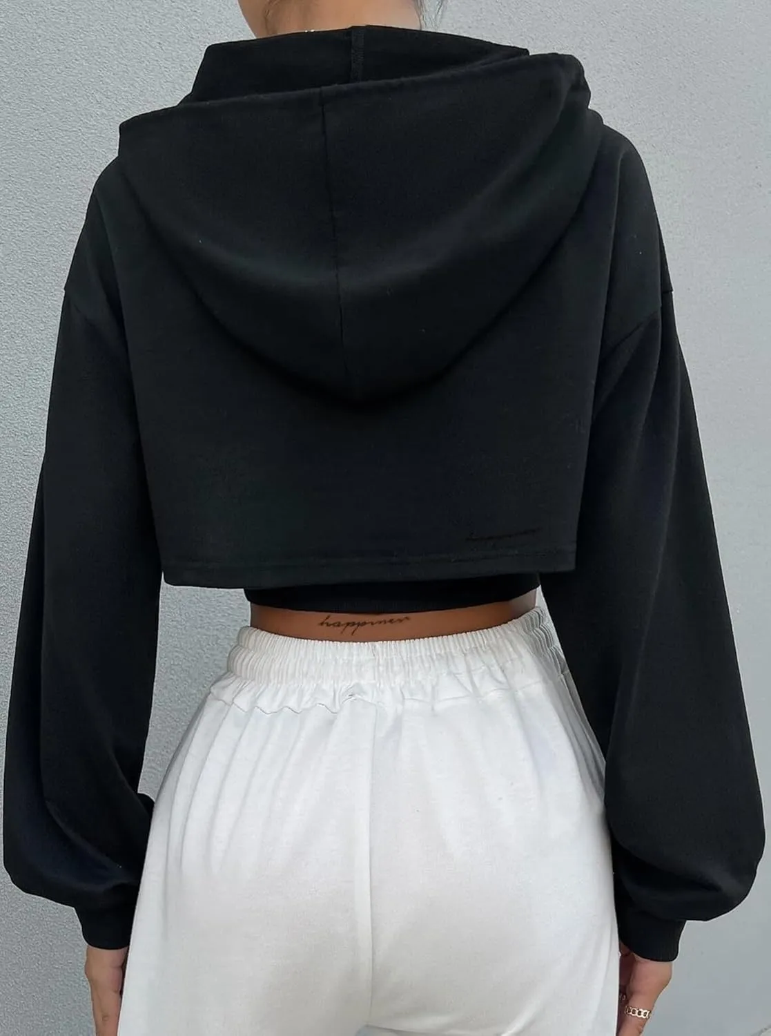 LovelyWholesale Womens Super Cropped Hoodie Sweatshirts Long Sleeve Crop Tops