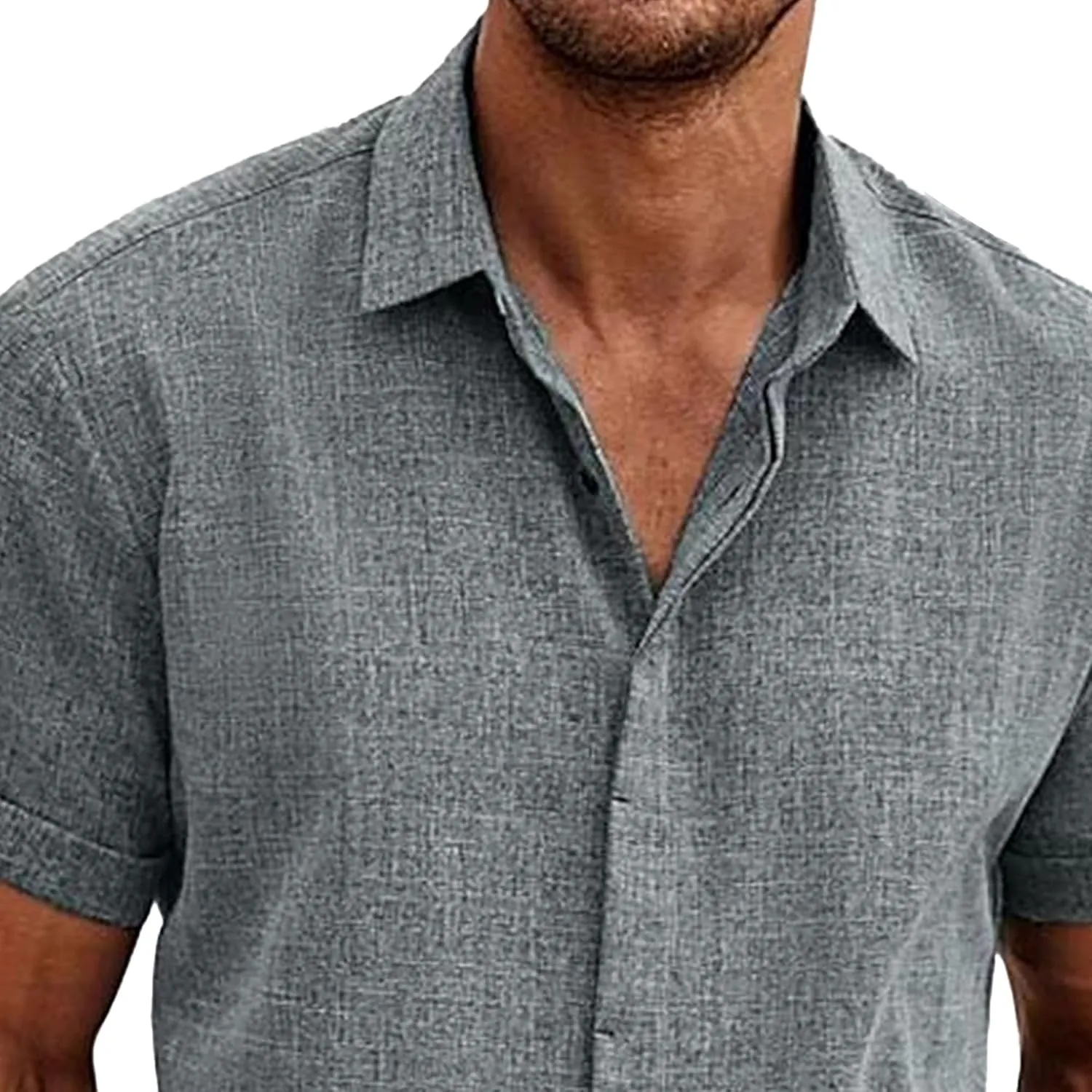 Maiyifu-GJ 3 Pack Men's Summer Casual Button Down Shirts Short Sleeve Cotton Linen Shirt Lightweight Breathable Beach Shirts