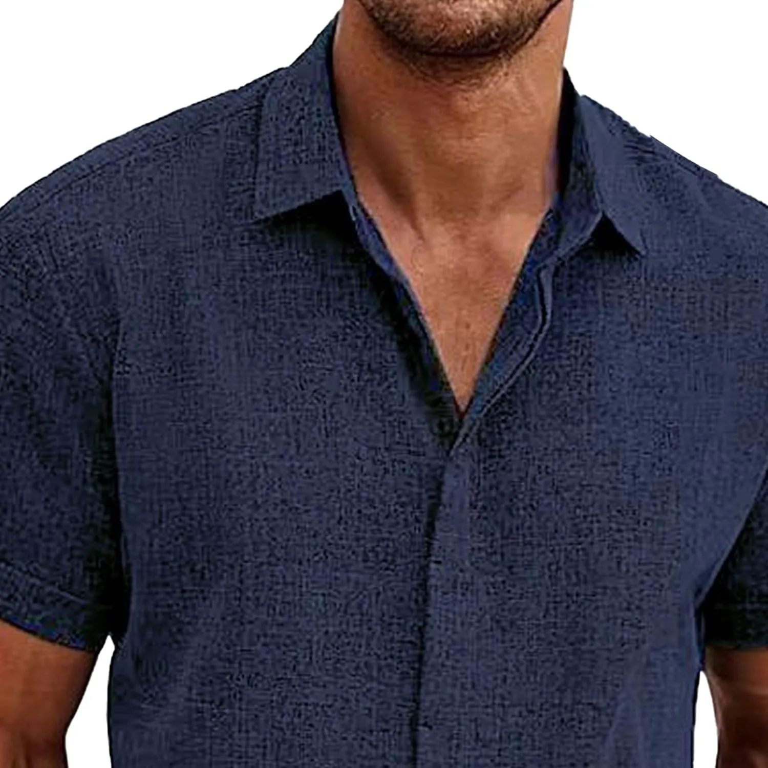 Maiyifu-GJ 3 Pack Men's Summer Casual Button Down Shirts Short Sleeve Cotton Linen Shirt Lightweight Breathable Beach Shirts