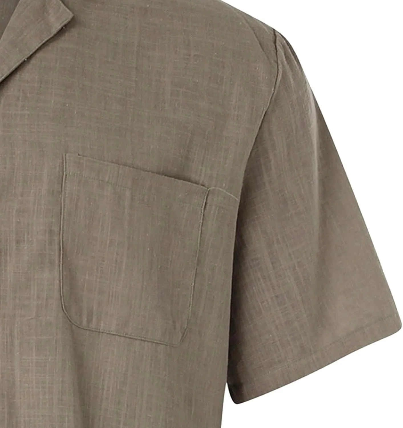 Maiyifu-GJ Men's Cotton Linen Short Sleeve Shirts Summer Casual Button Down Shirts Lightweight Breathable Dress Shirt
