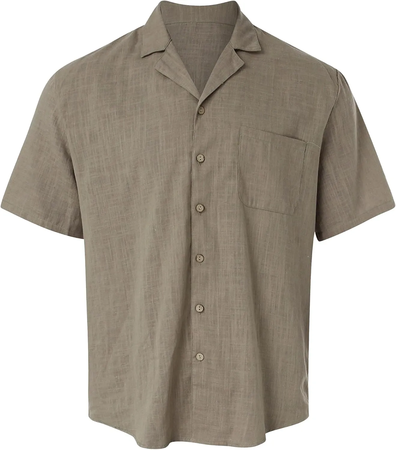 Maiyifu-GJ Men's Cotton Linen Short Sleeve Shirts Summer Casual Button Down Shirts Lightweight Breathable Dress Shirt