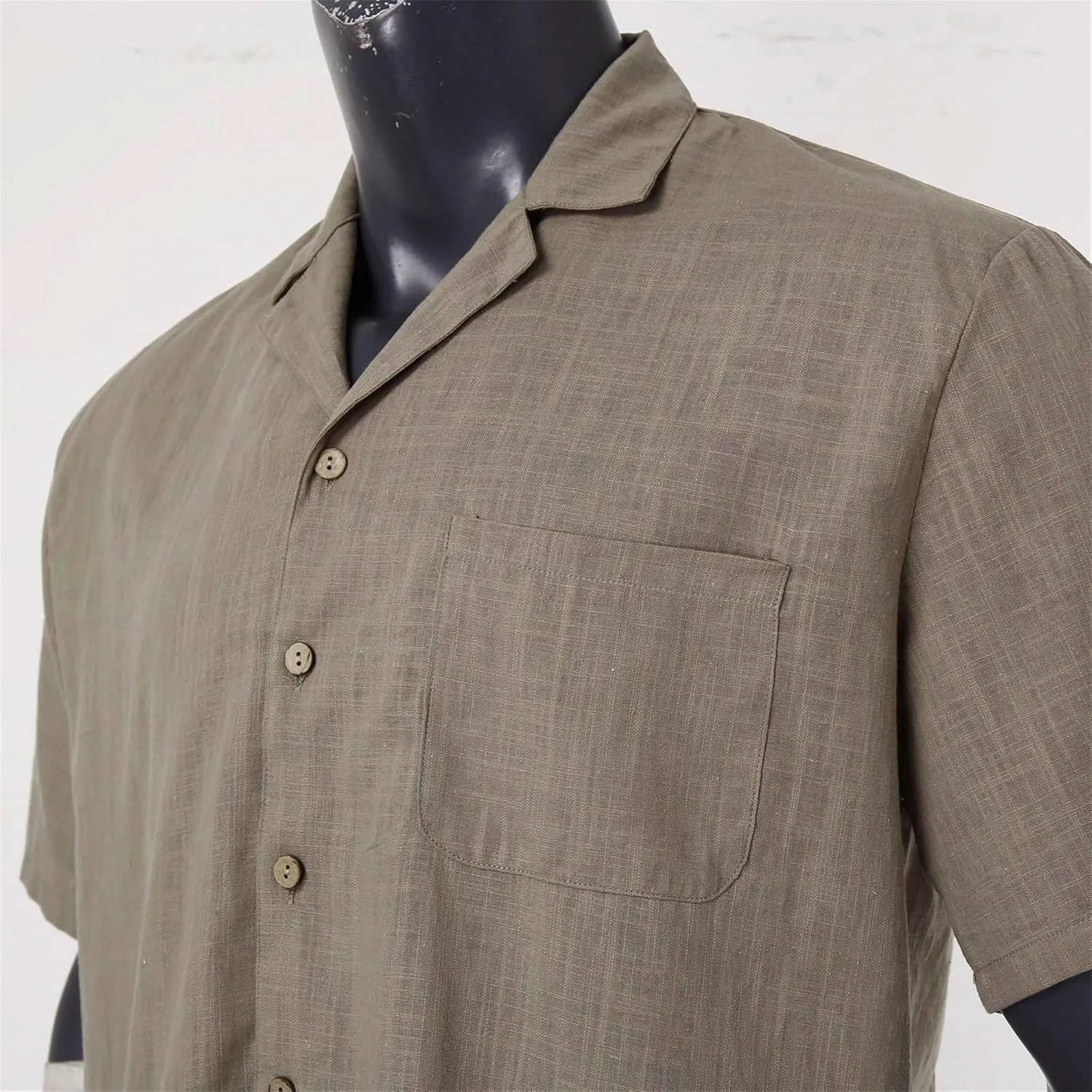 Maiyifu-GJ Men's Cotton Linen Short Sleeve Shirts Summer Casual Button Down Shirts Lightweight Breathable Dress Shirt