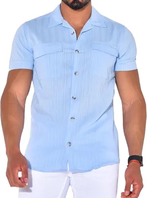 Maiyifu-GJ Men's Summer Casual Shirts Lightweight Cotton Linen Button Down Shirts Short Sleeve Dress Shirt with Pocket