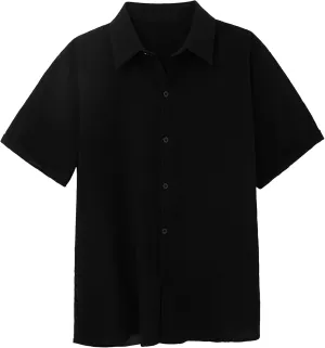 Maiyifu-GJ Men's Summer Cotton Linen Shirts Button Down Short Sleeve Shirts Lightweight Casual Business Dress Shirt