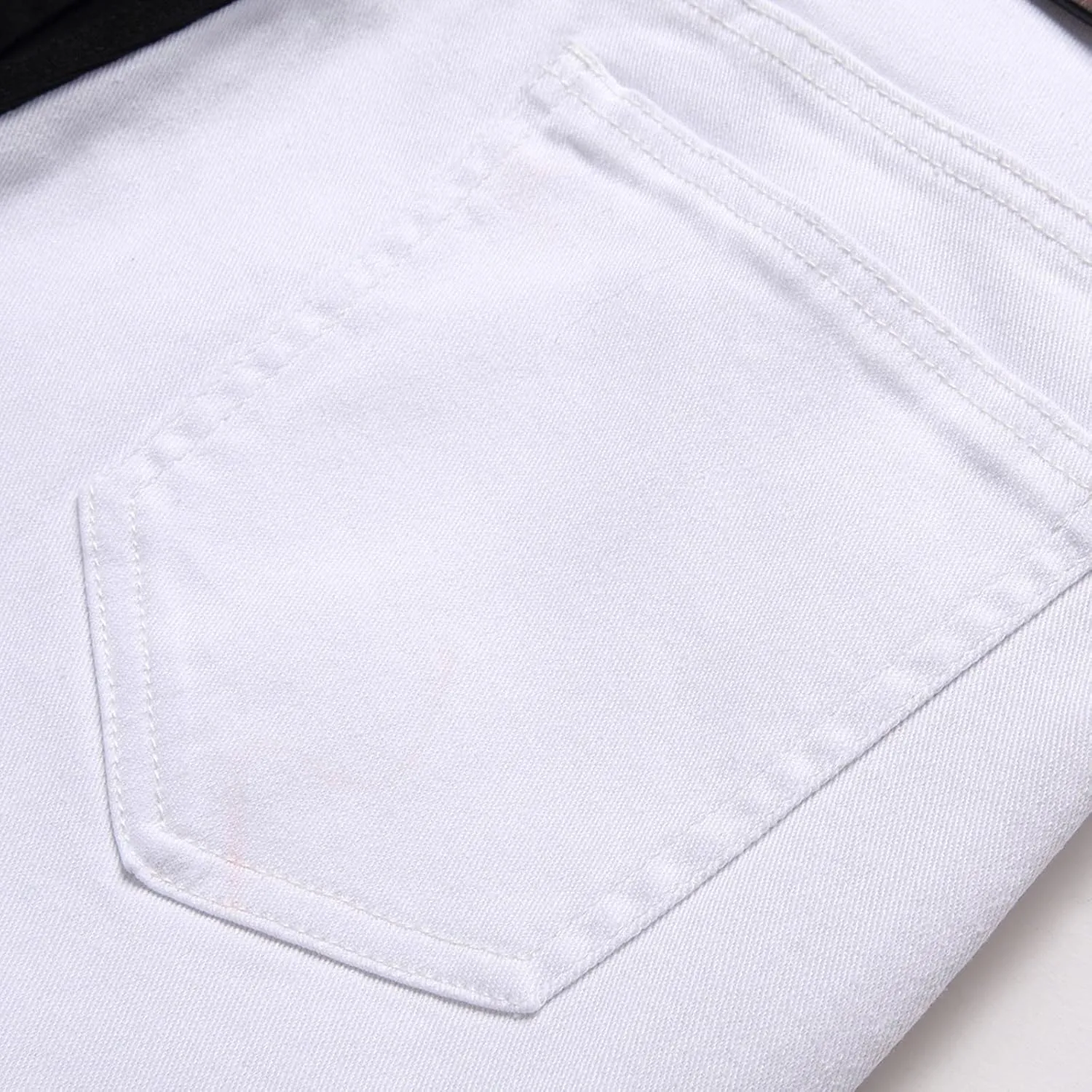 Means Jeans Casual Pocket Drawstring Waist Solid Color Slim Toe Jeans Pants Flex Waist Jean Men's Lightweight Jeans