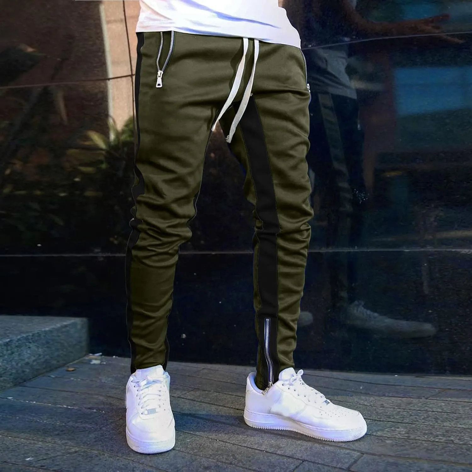 Men Hiking Joggers Sweatpants All Solid Color Painting Cotton Linen Loose Plus Size Loose Straight Sweatpants for Men