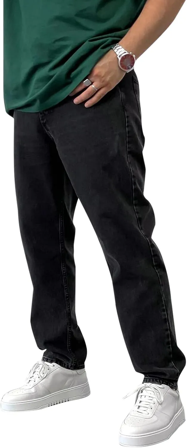 Men Jeans Denim Casual Fashion Street Hip with Pockets Patchwork Men's Straight Hop Comfy Fashion Denim Stretch Fit