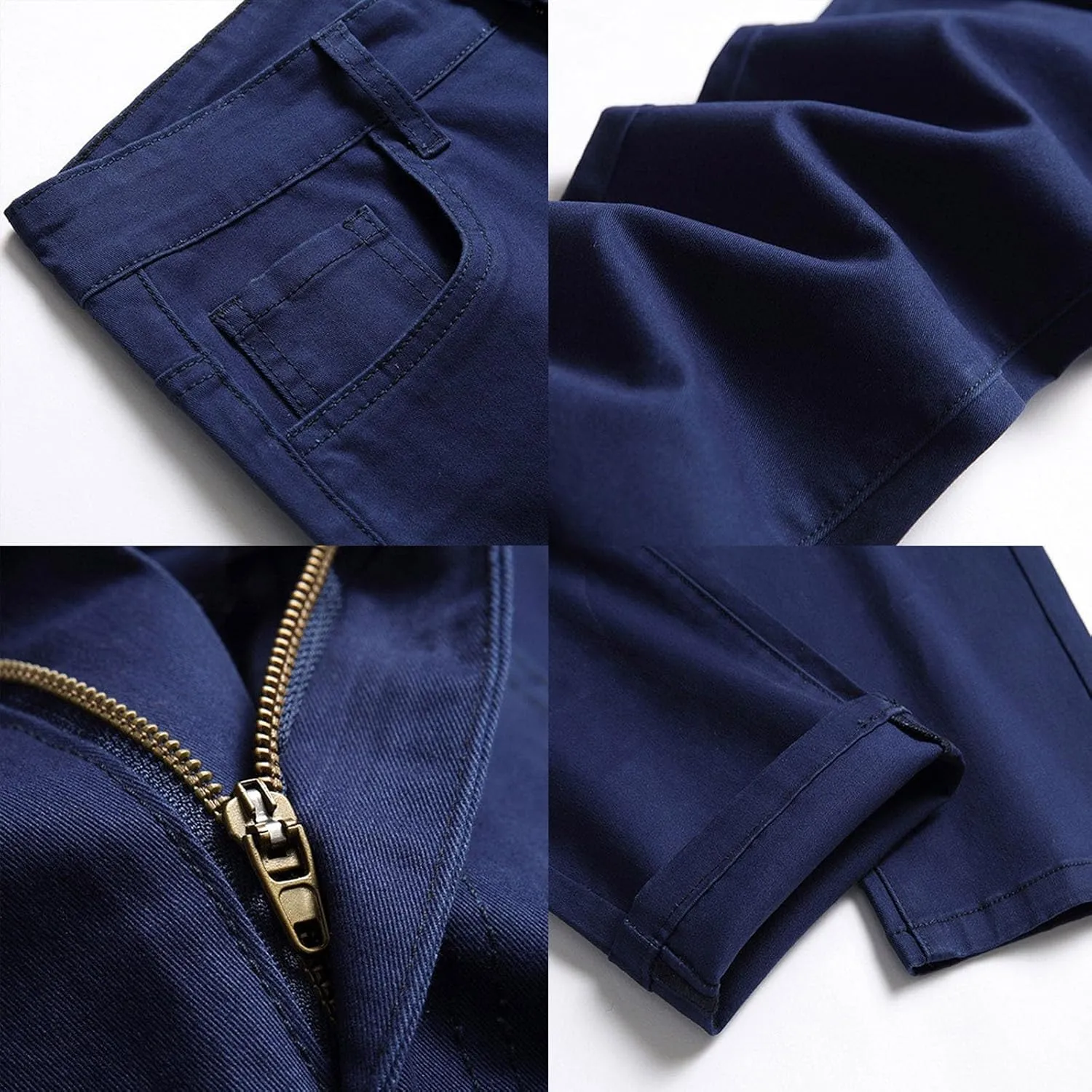 Men Slim Zipper Denim Jeans Pants Straight Leg Plus Size Fashion Pants Flex Waist Jean Jeans for Men Big and Tall