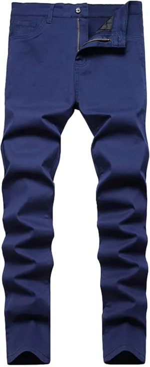 Men Slim Zipper Denim Jeans Pants Straight Leg Plus Size Fashion Pants Flex Waist Jean Jeans for Men Big and Tall