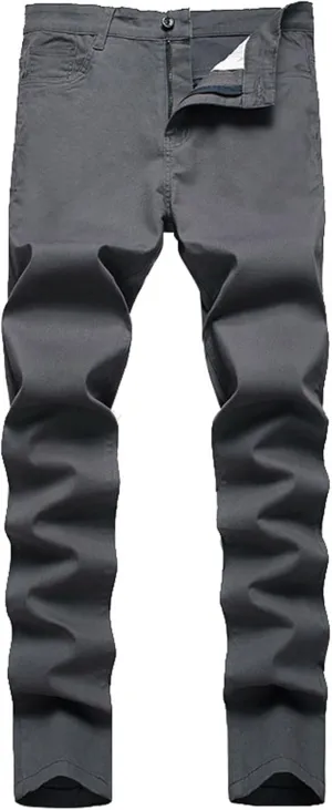 Men Slim Zipper Denim Jeans Pants Straight Leg Plus Size Fashion Pants Flex Waist Jean Jeans for Men Big and Tall