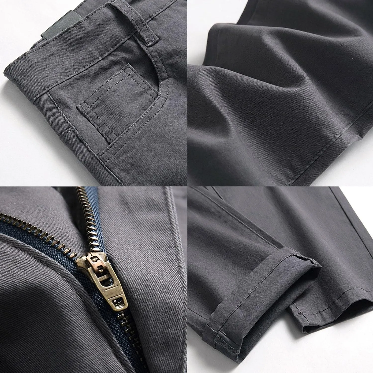 Men Slim Zipper Denim Jeans Pants Straight Leg Plus Size Fashion Pants Flex Waist Jean Jeans for Men Big and Tall