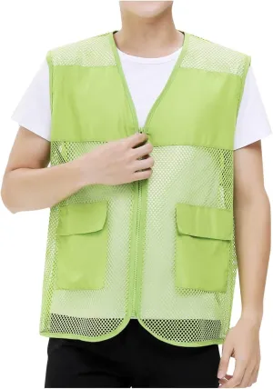 Mens Breathable Mesh Vest Jacket Summer Casual Lightweight Cycling Travel Zip Up Vests Outdoor Fishing Work Waistcoat