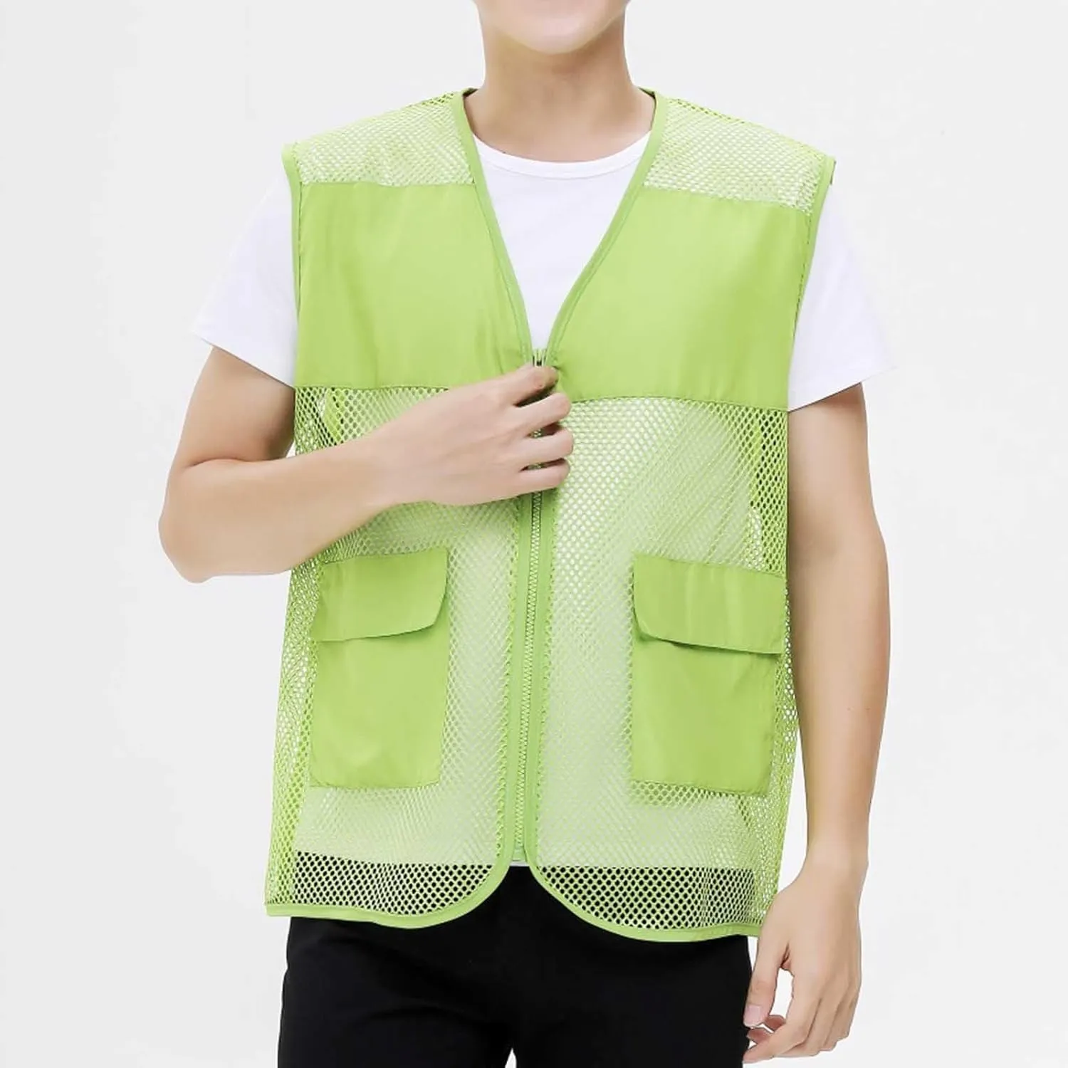 Mens Breathable Mesh Vest Jacket Summer Casual Lightweight Cycling Travel Zip Up Vests Outdoor Fishing Work Waistcoat