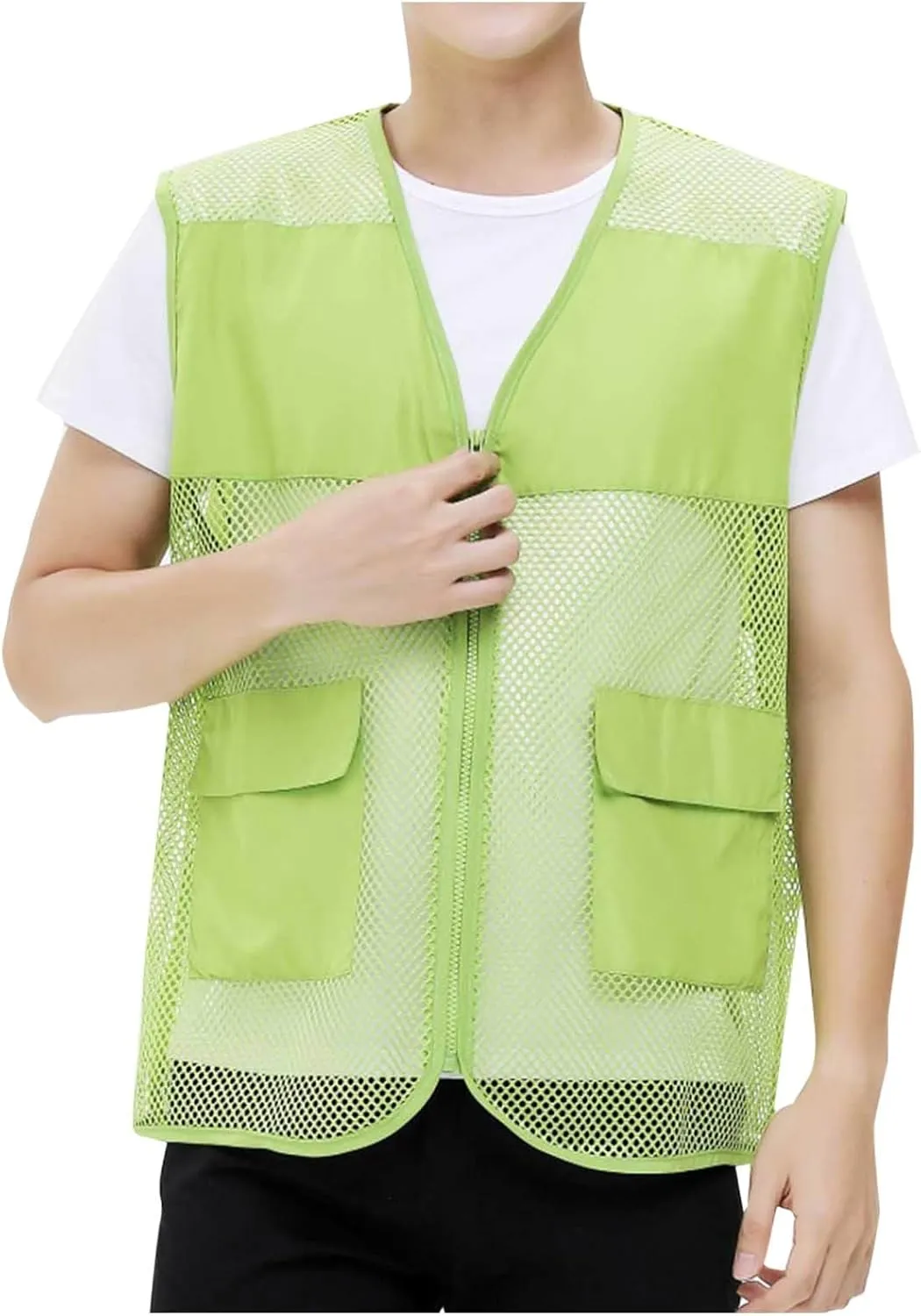Mens Breathable Mesh Vest Jacket Summer Casual Lightweight Cycling Travel Zip Up Vests Outdoor Fishing Work Waistcoat