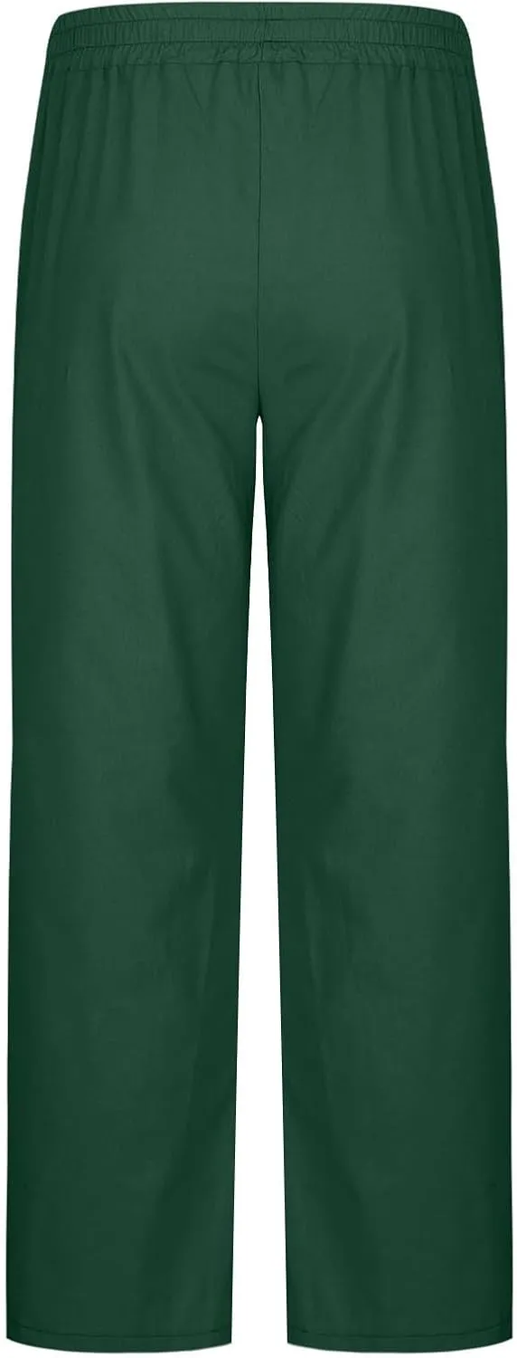 Mens Casual Cotton Linen Pants Wide Leg Baggy Trousers Men Fashion Loose Fit Elastic Waist Yoga Pants Lounge Outfits