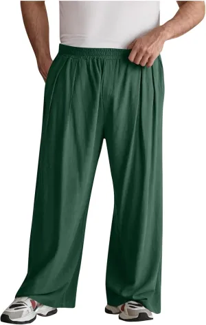 Mens Casual Cotton Linen Pants Wide Leg Baggy Trousers Men Fashion Loose Fit Elastic Waist Yoga Pants Lounge Outfits