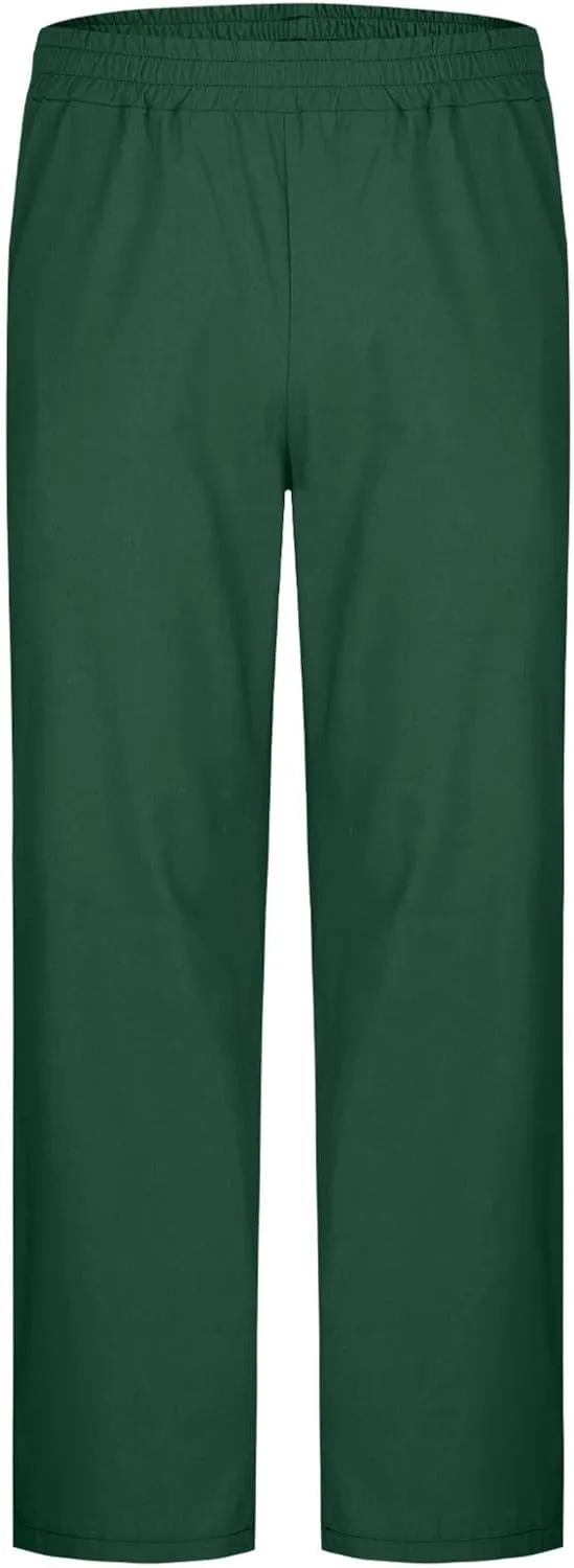 Mens Casual Cotton Linen Pants Wide Leg Baggy Trousers Men Fashion Loose Fit Elastic Waist Yoga Pants Lounge Outfits