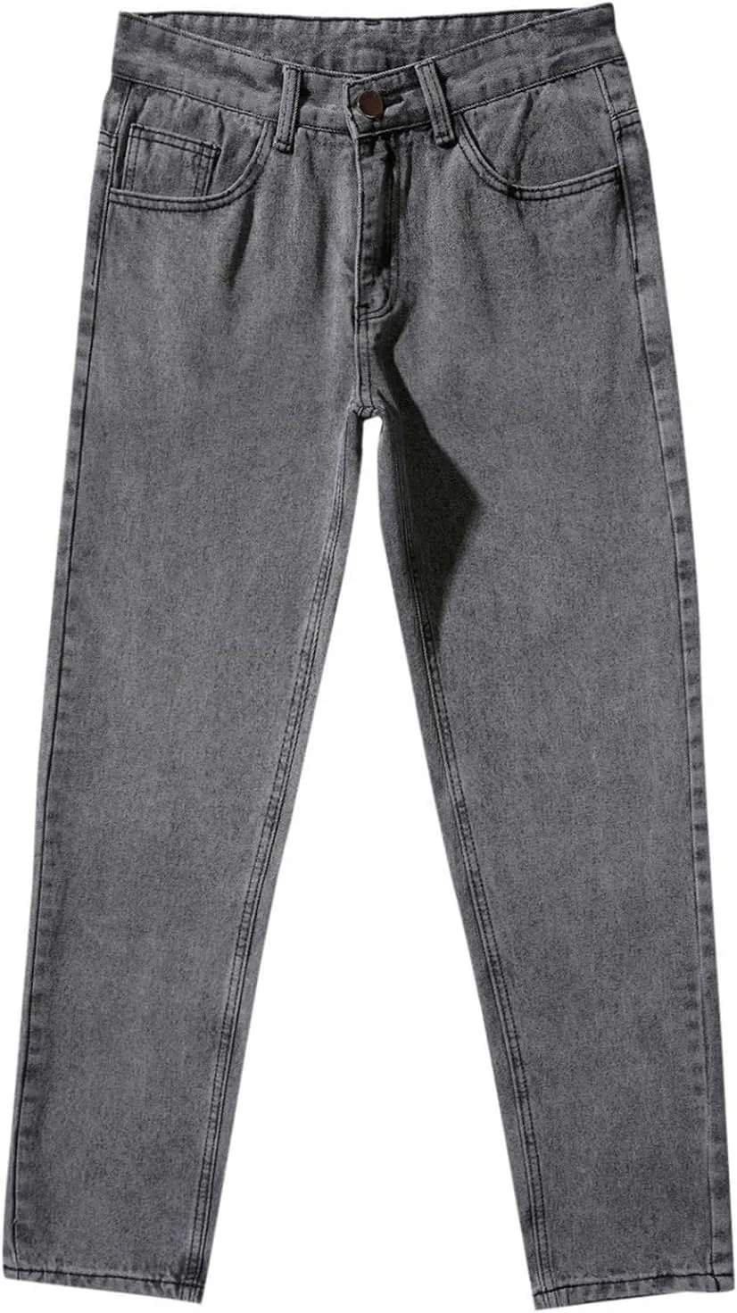 Mens Jeans Relaxed Fit Flex Jeans Washed Retro Straight Leg Pants Loose Fit Denim Trousers for Casual Work Travel Daily