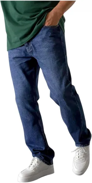 Mens Jeans Relaxed Fit Flex Jeans Washed Retro Straight Leg Pants Loose Fit Denim Trousers for Casual Work Travel Daily