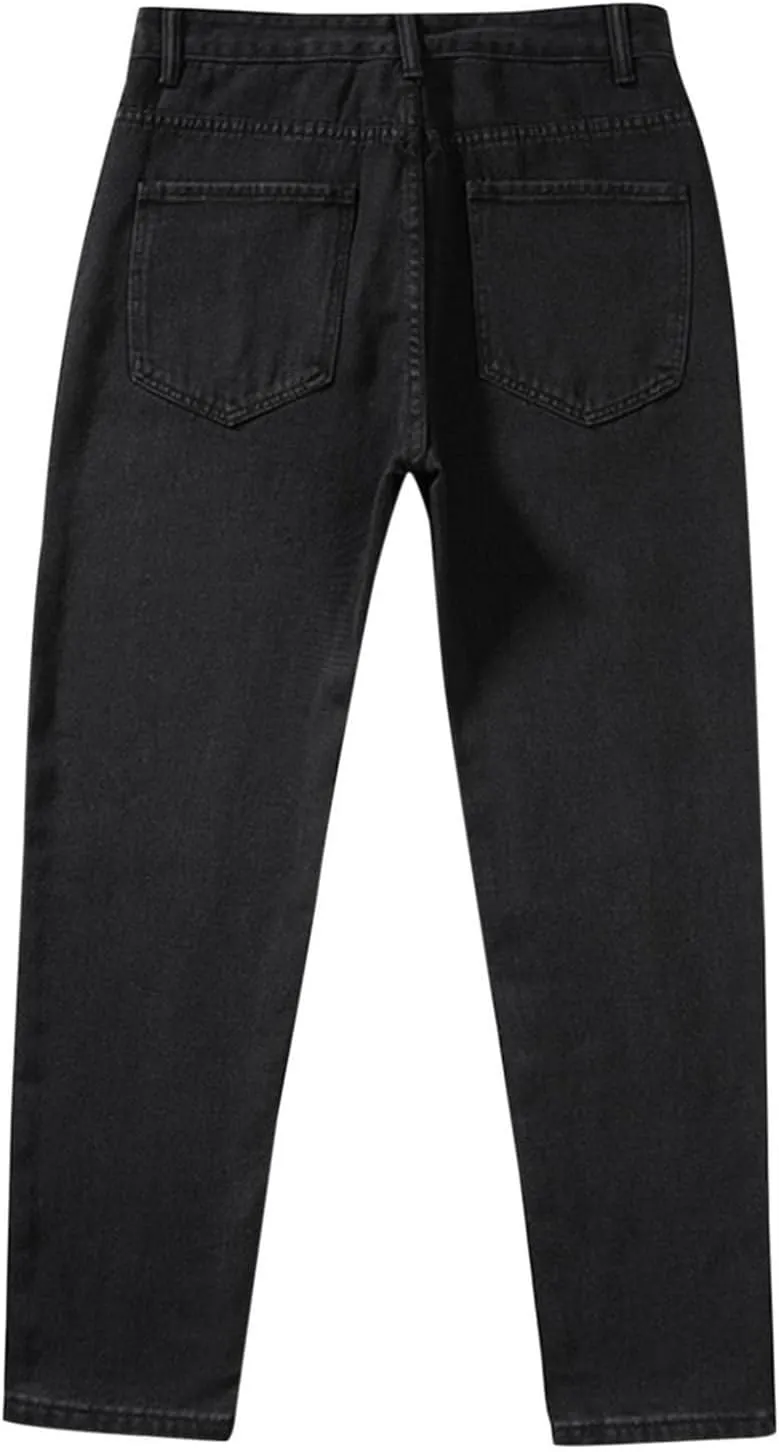 Mens Jeans Relaxed Fit Flex Jeans Washed Retro Straight Leg Pants Loose Fit Denim Trousers for Casual Work Travel Daily