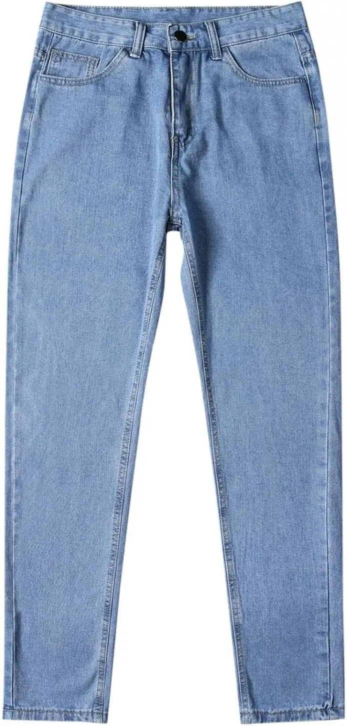 Mens Jeans Relaxed Fit Flex Jeans Washed Retro Straight Leg Pants Loose Fit Denim Trousers for Casual Work Travel Daily