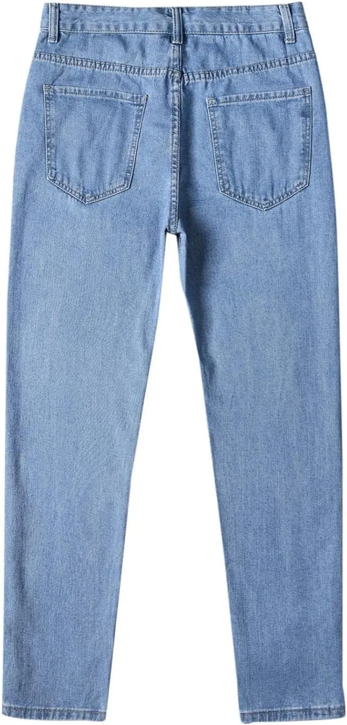 Mens Jeans Relaxed Fit Flex Jeans Washed Retro Straight Leg Pants Loose Fit Denim Trousers for Casual Work Travel Daily
