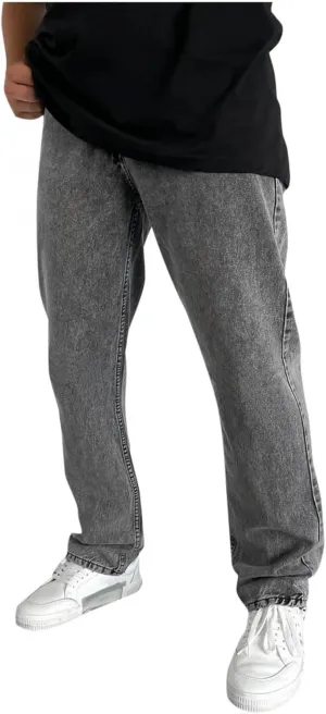 Mens Jeans Relaxed Fit Flex Jeans Washed Retro Straight Leg Pants Loose Fit Denim Trousers for Casual Work Travel Daily