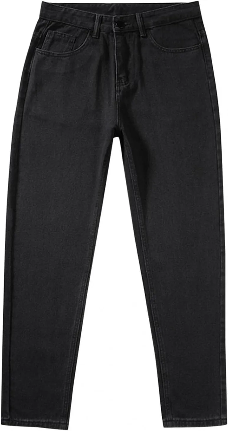 Mens Jeans Relaxed Fit Flex Jeans Washed Retro Straight Leg Pants Loose Fit Denim Trousers for Casual Work Travel Daily