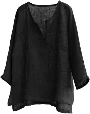 Mens Long Sleeve Shirts Loose Fit Summer Shirt Breathable Lightwetight Casual Tees Basic Solid Color Comfy Tops