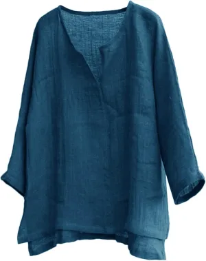 Mens Long Sleeve Shirts Loose Fit Summer Shirt Breathable Lightwetight Casual Tees Basic Solid Color Comfy Tops