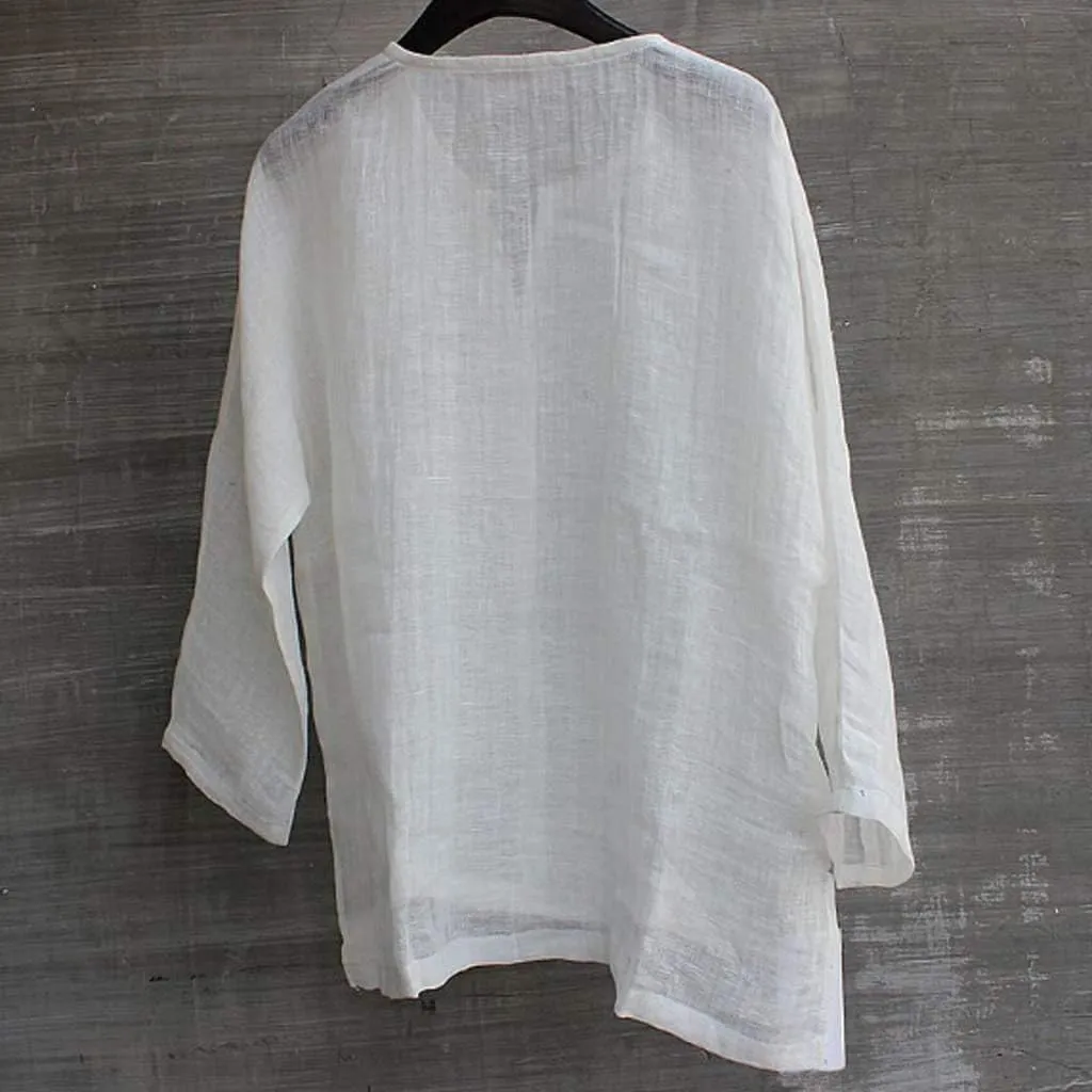 Mens Long Sleeve Shirts Loose Fit Summer Shirt Breathable Lightwetight Casual Tees Basic Solid Color Comfy Tops