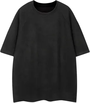 Mens Oversized Cotton T-Shirts Loose Fit Vintage Washed Raglan Tee Short Sleeve Crewneck Lightweight Casual Streetwear Shirts