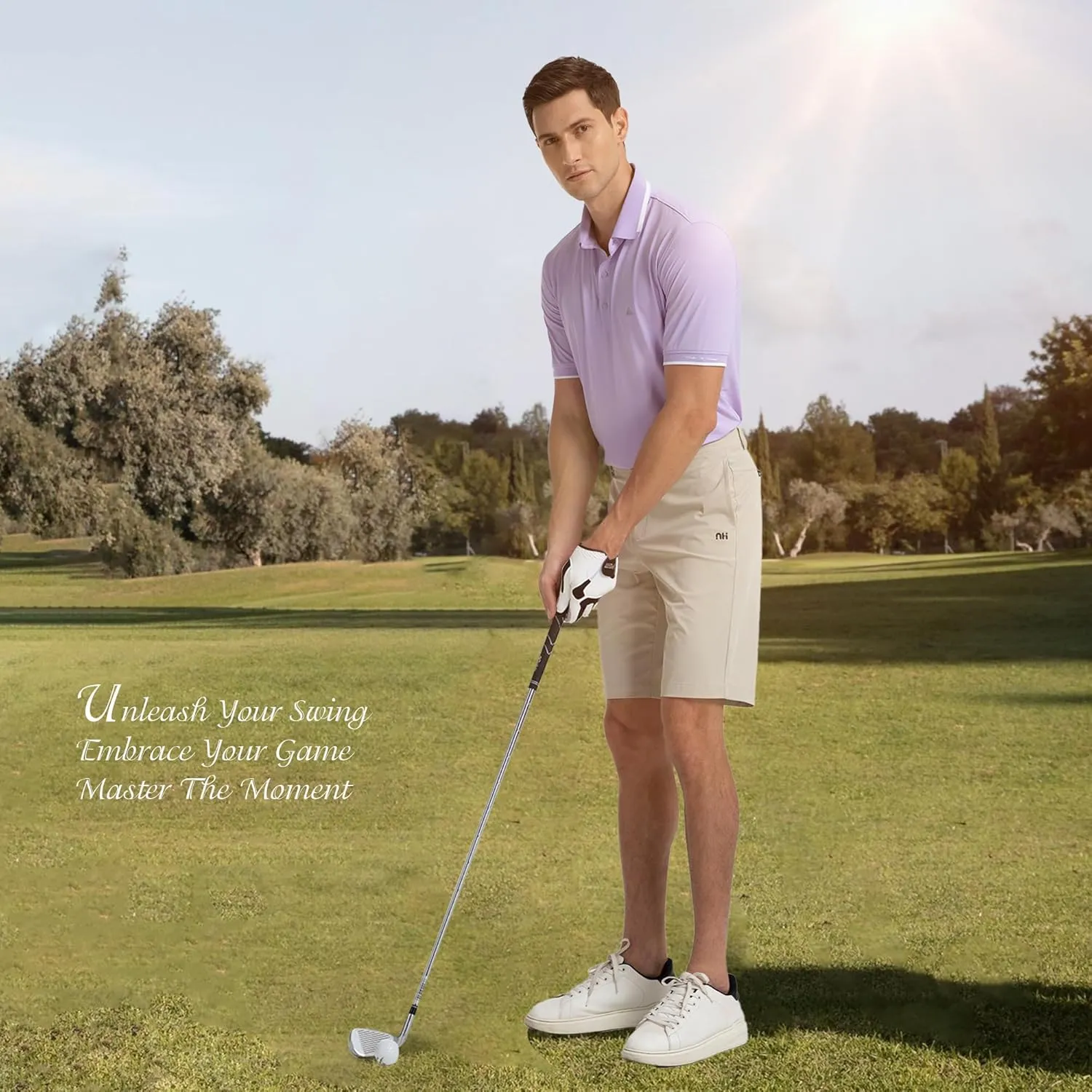 Men's Premium Golf Polo – Silky Tech Nylon, Cooling, UV-Resistant, Quick-Dry Athletic Shirt for Golf, Tennis