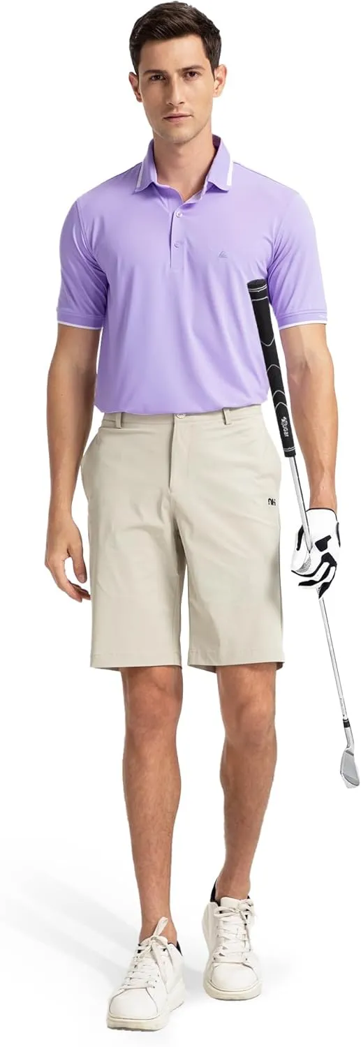 Men's Premium Golf Polo – Silky Tech Nylon, Cooling, UV-Resistant, Quick-Dry Athletic Shirt for Golf, Tennis