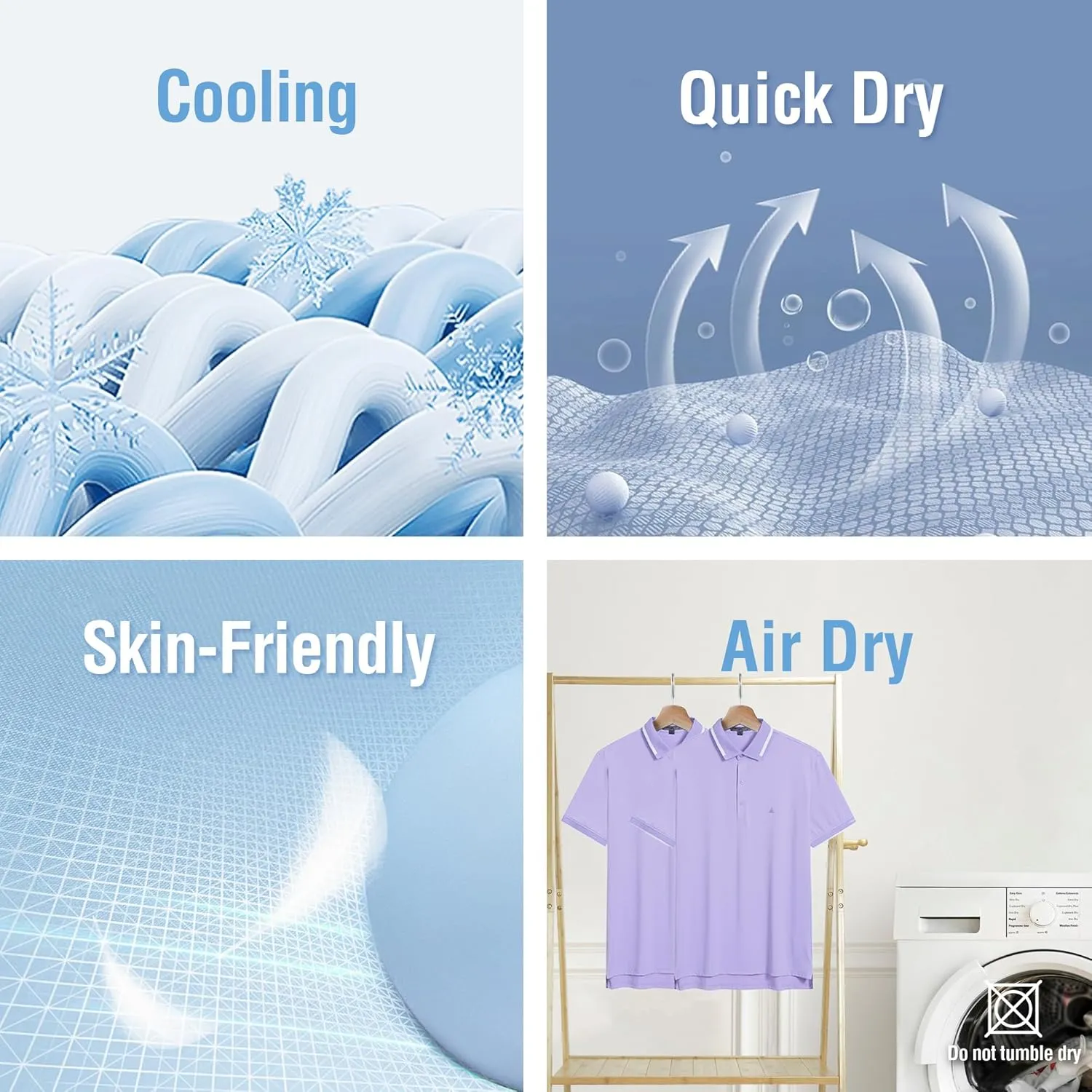 Men's Premium Golf Polo – Silky Tech Nylon, Cooling, UV-Resistant, Quick-Dry Athletic Shirt for Golf, Tennis