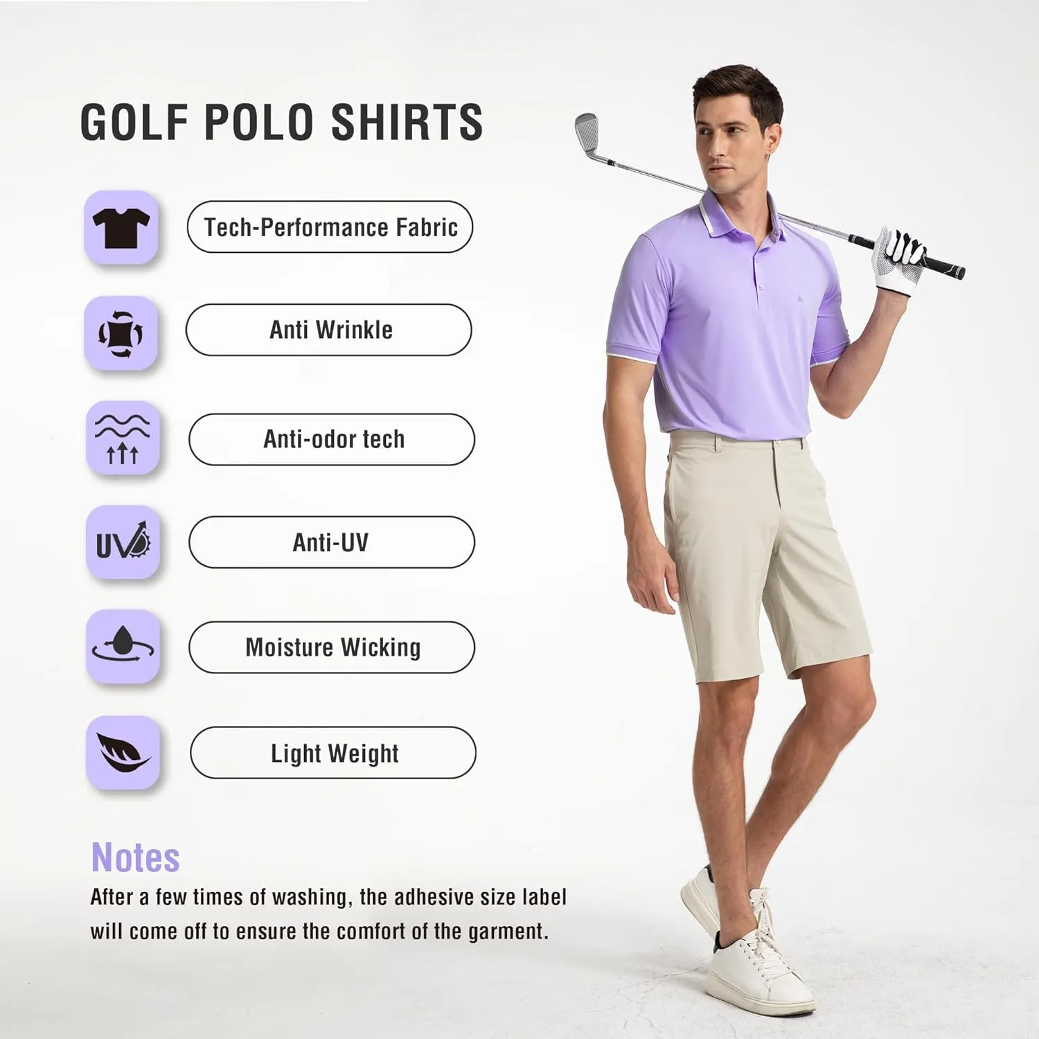 Men's Premium Golf Polo – Silky Tech Nylon, Cooling, UV-Resistant, Quick-Dry Athletic Shirt for Golf, Tennis