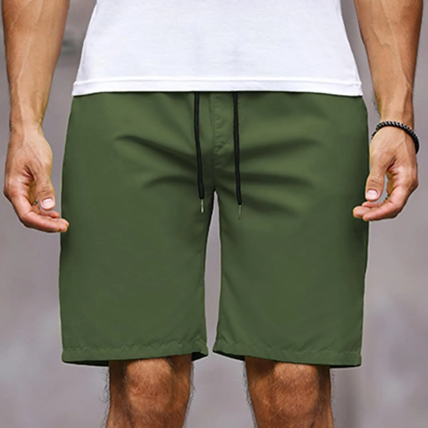 Men's Running Athletic Shorts Casual Straight Leg Drawstring Waist Workout Short Pant Summer Quick Dry Beach Shorts