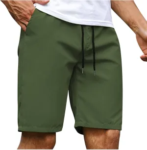 Men's Running Athletic Shorts Casual Straight Leg Drawstring Waist Workout Short Pant Summer Quick Dry Beach Shorts