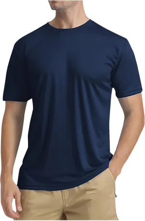 Mens Shirts UPF 50  Sun Protection Shirts Swim SPF Uv Quick Dry Short Sleeve T-Shirt for Athletic Fishing Basic Shirt