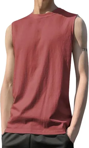Mens Sleeveless Shirts Summer Solid Quick Dry Tank Tops Gym Bodybuilding Fitness Workout Muscle Vests Stretch Tees