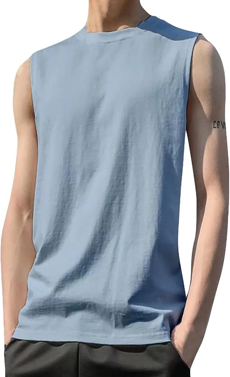 Mens Sleeveless Shirts Summer Solid Quick Dry Tank Tops Gym Bodybuilding Fitness Workout Muscle Vests Stretch Tees