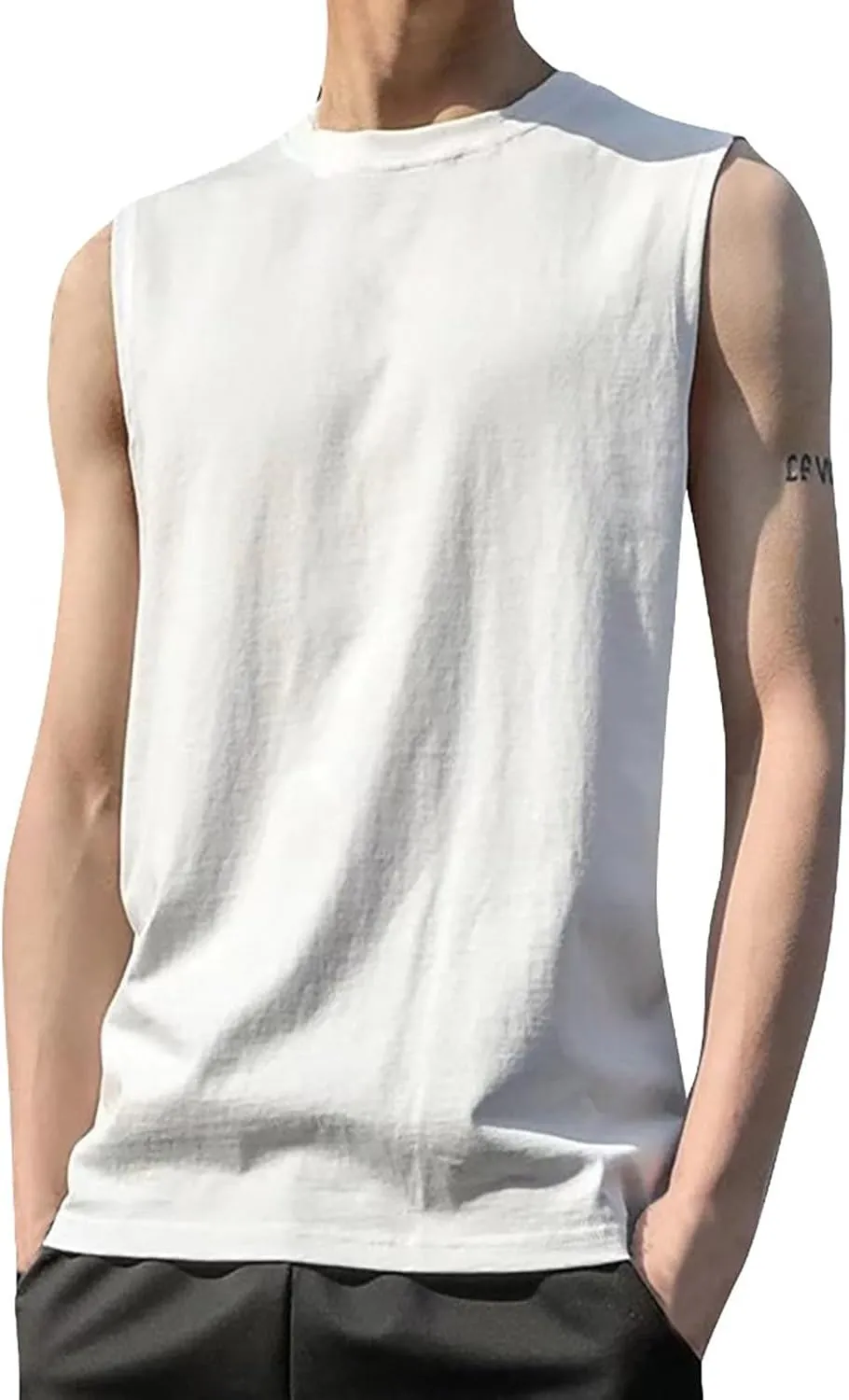 Mens Sleeveless Shirts Summer Solid Quick Dry Tank Tops Gym Bodybuilding Fitness Workout Muscle Vests Stretch Tees